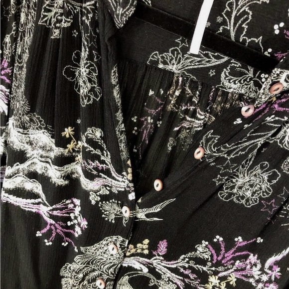 Free People metallic bloom boho oversized shirt sz XS - Picture 4 of 7